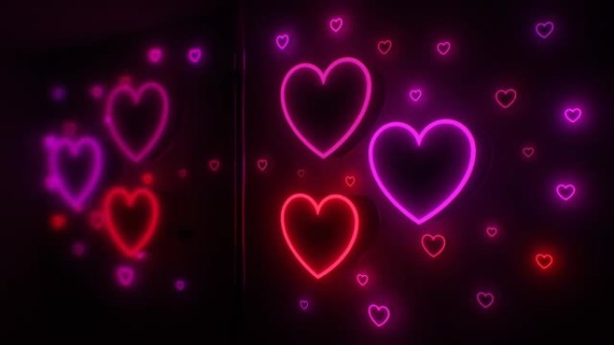 抽象霓虹灯心爱造型闪烁辉光照明室-4k无缝VJ循环运动背景动画