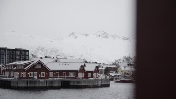 挪威当地村庄，冬季景观