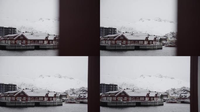挪威当地村庄，冬季景观