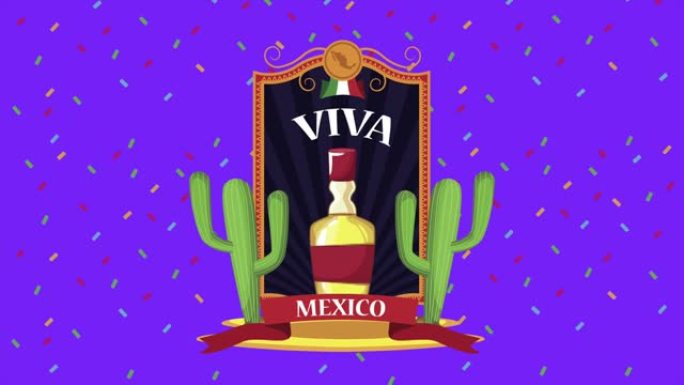 viva墨西哥刻字与龙舌兰酒瓶