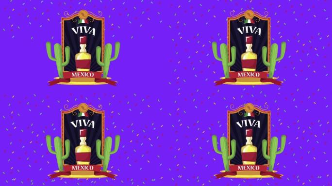 viva墨西哥刻字与龙舌兰酒瓶
