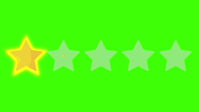 3绿色屏幕或色度键上的三颗黄色星星评级图标。电影评论: 五分之三。类别类分数动画3d