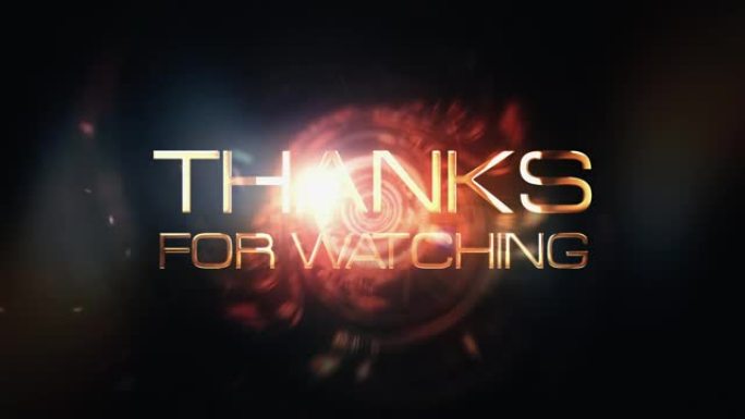 感谢您观看带有光学耀斑数字科幻高科技概念的电影预告片背景。4K 3D科学未来技术视频封面。感谢您观看
