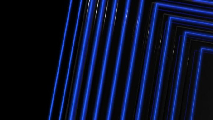 蓝色发光霓虹灯线抽象技术未来运动背景。无缝循环。超高清4k视频动画。图层和平行。