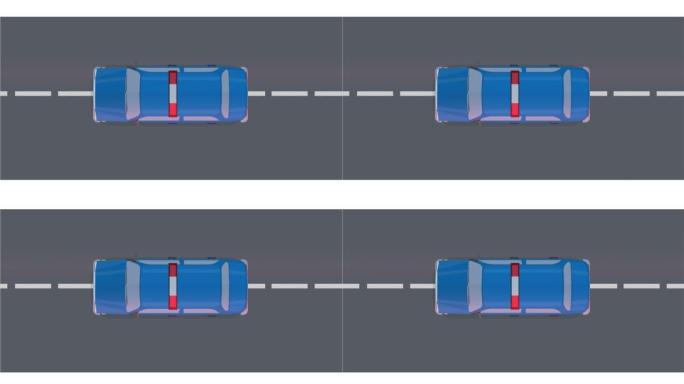 警车在路上行驶的动画。卡通