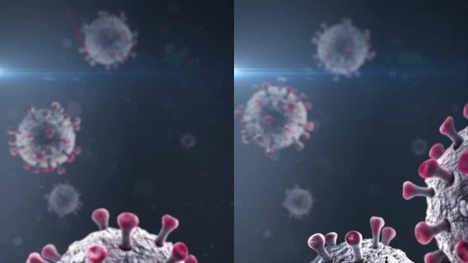 冠状病毒3D无缝循环动画垂直视频