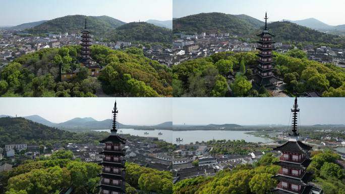 铜观音寺 太湖 晚樱 航拍 晴天 寺庙