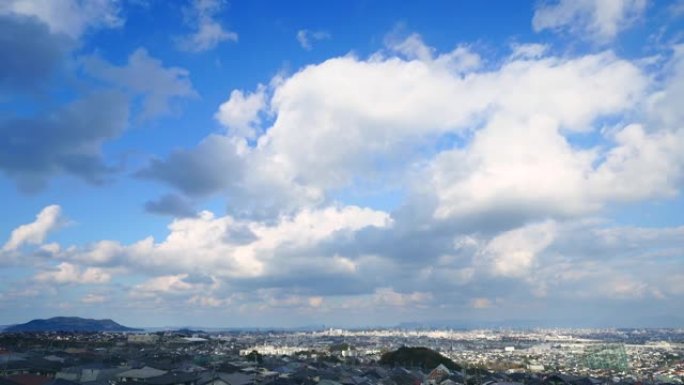 福冈市的延时蓝天白云光影视频素材