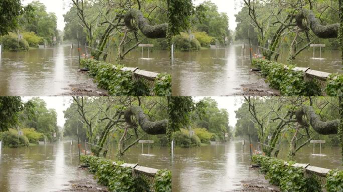 温莎露台的近景因洪水而关闭