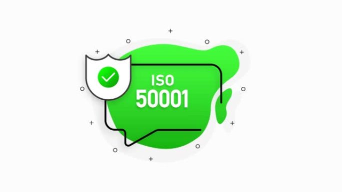 绿色抽象隔离贴纸iso 50001认证。运动图形。
