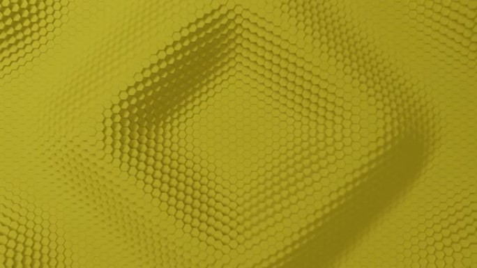 具有偏移效应的抽象六边形。黄色纯十六进制环的动画。业务演示的摘要背景。4k 3d渲染的无缝循环。菱形