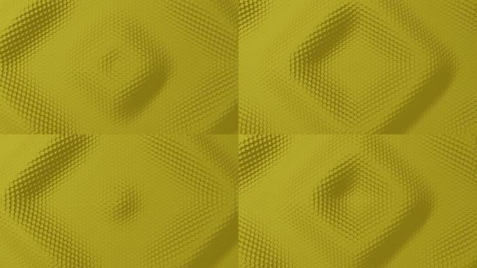 具有偏移效应的抽象六边形。黄色纯十六进制环的动画。业务演示的摘要背景。4k 3d渲染的无缝循环。菱形