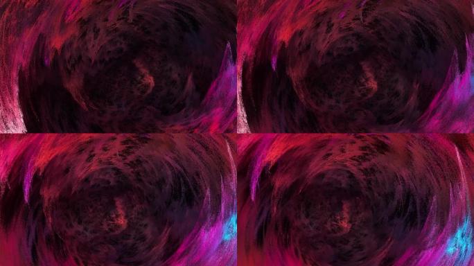 4K 3D超现实星云插图动画。粉色红色垃圾漩涡背景设计数字艺术品图形占星术魔术设计，想象力和创造力。