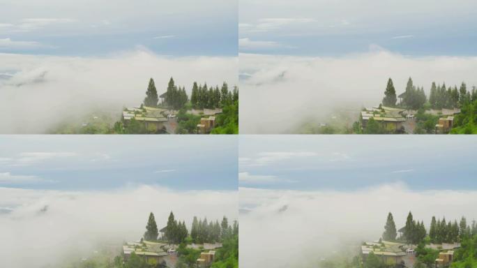 蓬松的海雾上方的日出鸟瞰图，云雾笼罩着来自Phu Tub Berk，Khao Kho，Phetcha