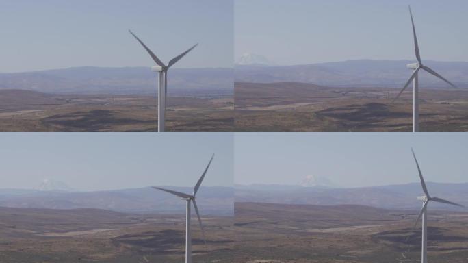 风力涡轮机来源的清洁能源的鸟瞰图
