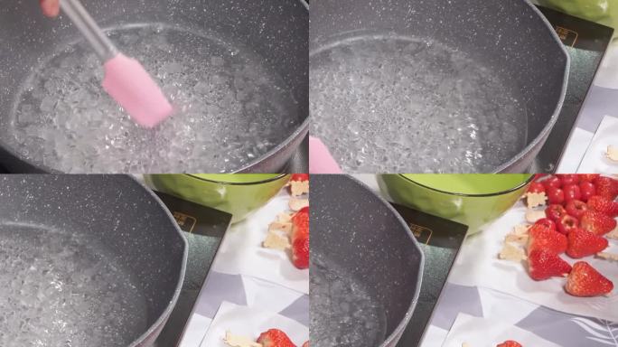 冰糖熬制糖浆制作糖葫芦 (5)