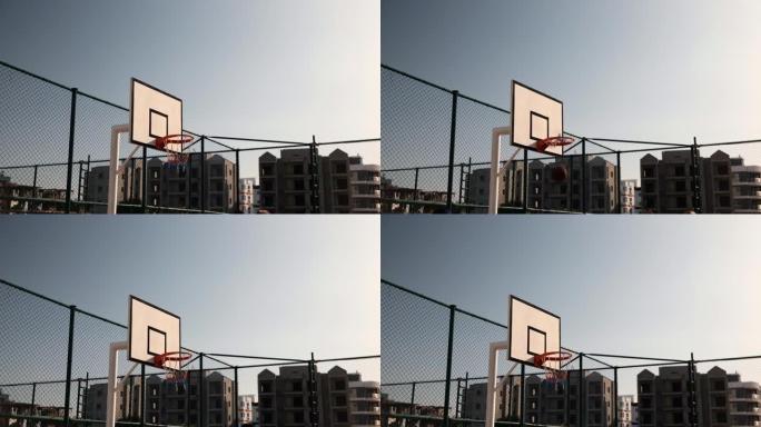 篮球投掷到篮子