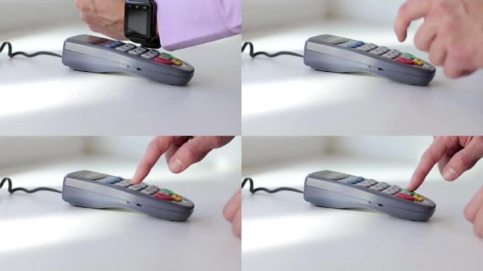 买方使用智能手表上的NFC非接触式支付技术为货物付款。