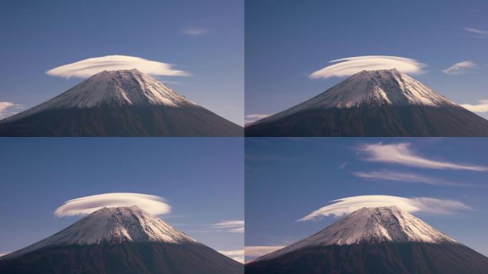 富士竹帽云上的延时盖云