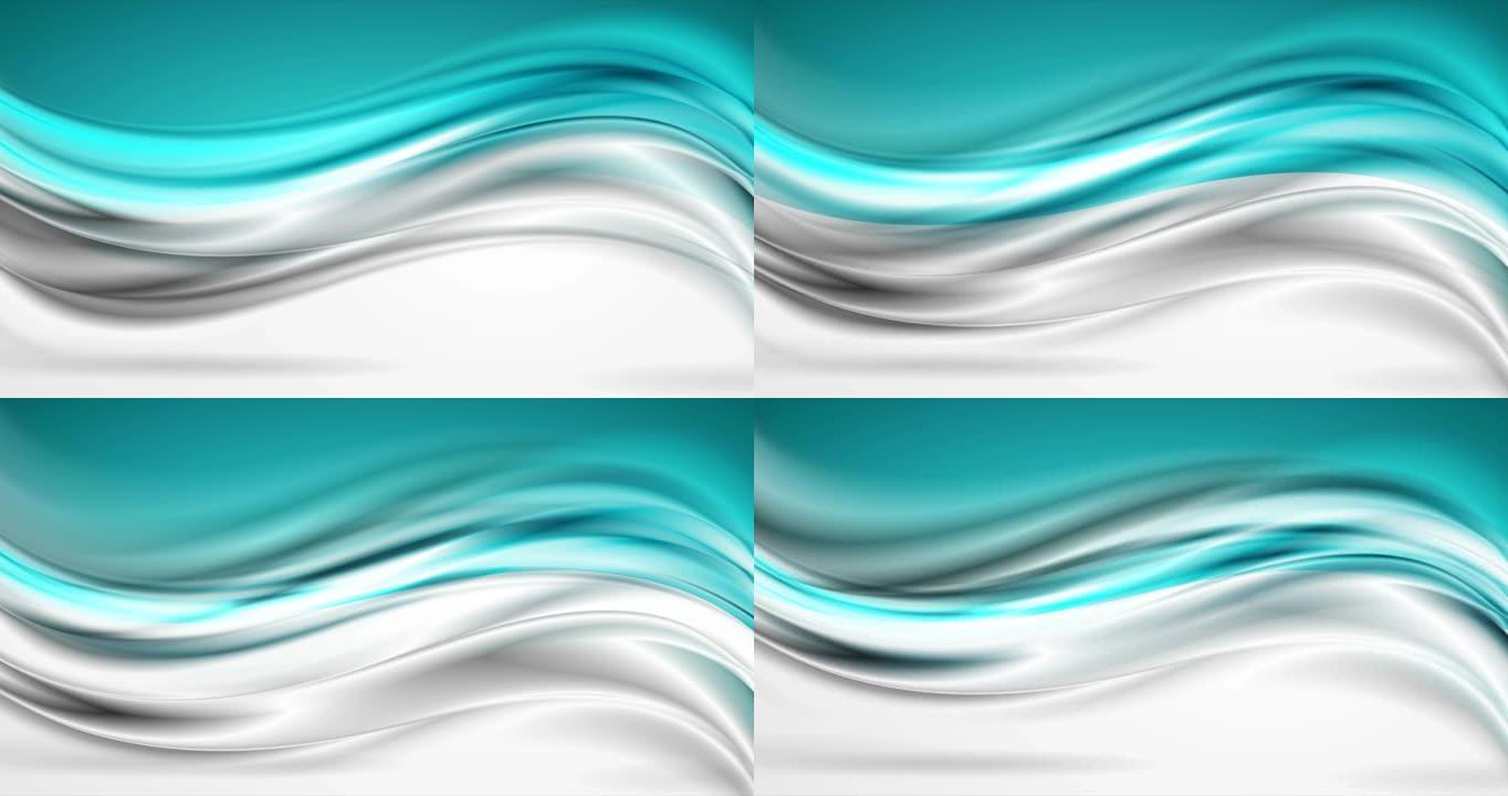 蓝灰色光泽平滑波抽象运动背景
