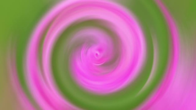 抽象旋转单粉色绿色渐变螺旋图案无缝循环环，中心休克波动。4k抽象模糊波纹生涩分形螺旋无限循环动画。