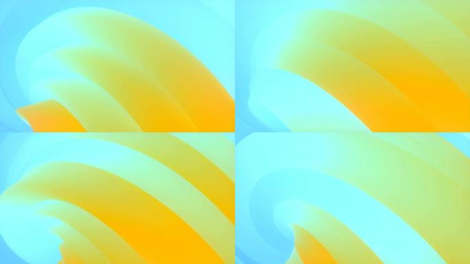 抽象流体形状的数字无缝循环动画。现代蓝黄创意模板。3d渲染4K UHD分辨率