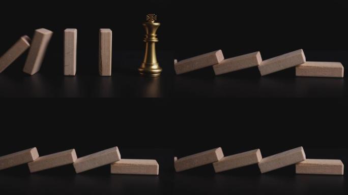 4k视频慢动作特写多米诺骨牌效应让王子棋落下。