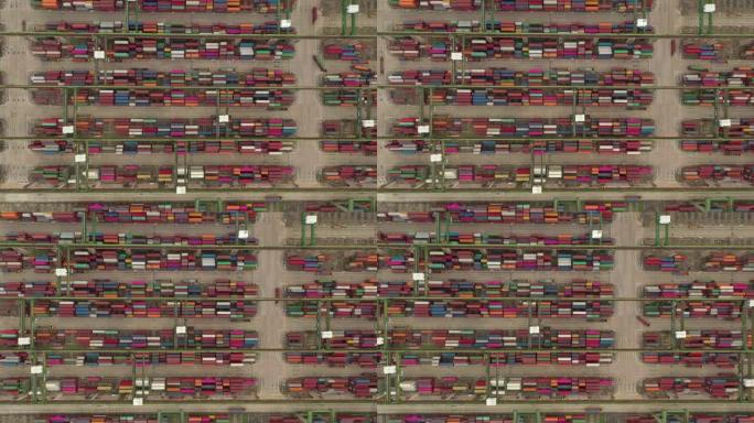 日落时间新加坡城市著名集装箱港口海湾码头空中俯拍全景4k