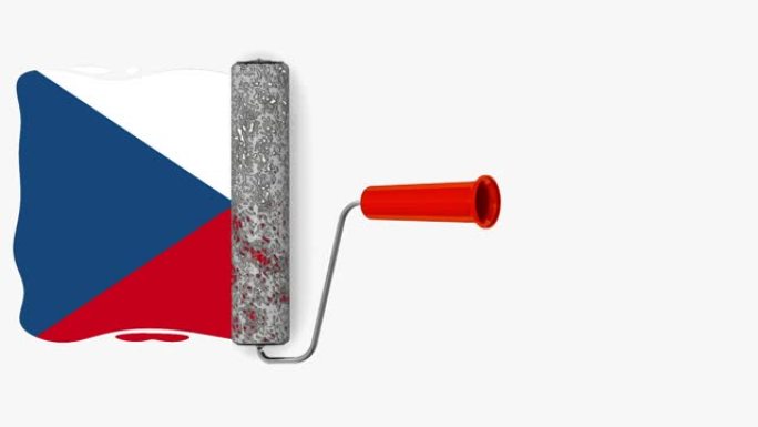 油漆滚筒正在绘制捷克国旗