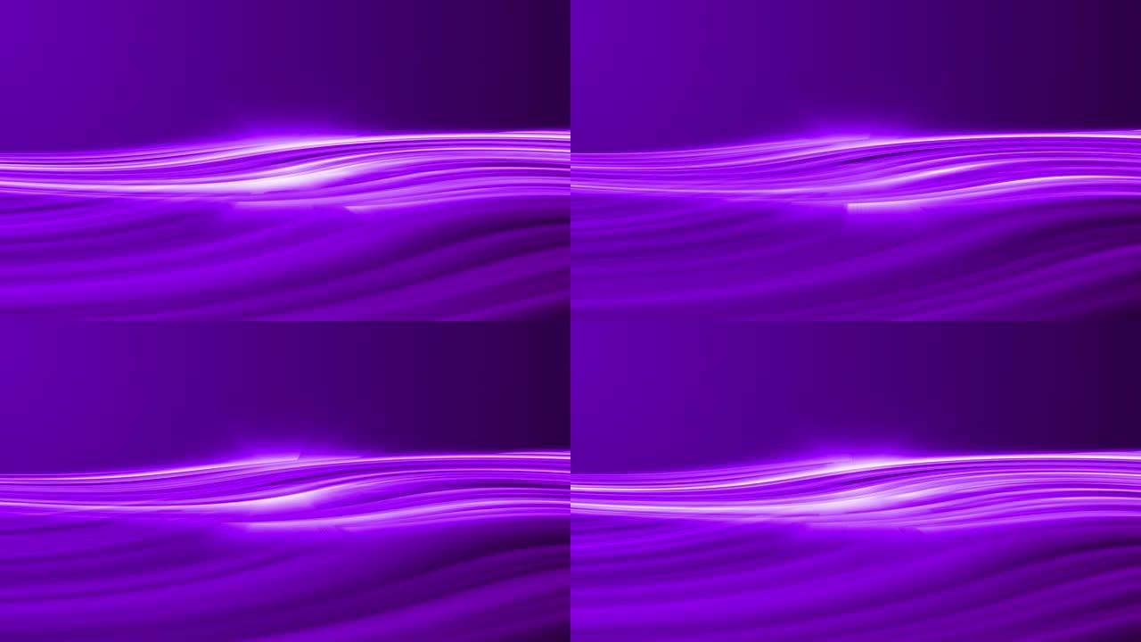 4k抽象紫色霓虹灯波浪线背景