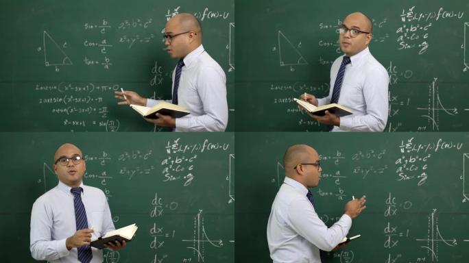 青年亚洲教师与学生教学视频会议。印度男老师从在线课程中培训课堂数学。