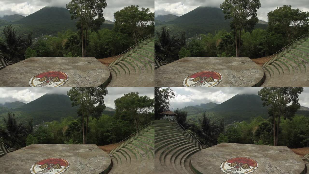 印度尼西亚北苏拉威西岛万鸦老托莫洪村的热带森林、洛康山和恩普翁瓦利安的圆形剧场