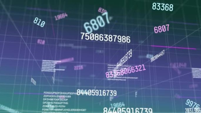 紫色背景上的多重数字对抗网格网络的数字动画