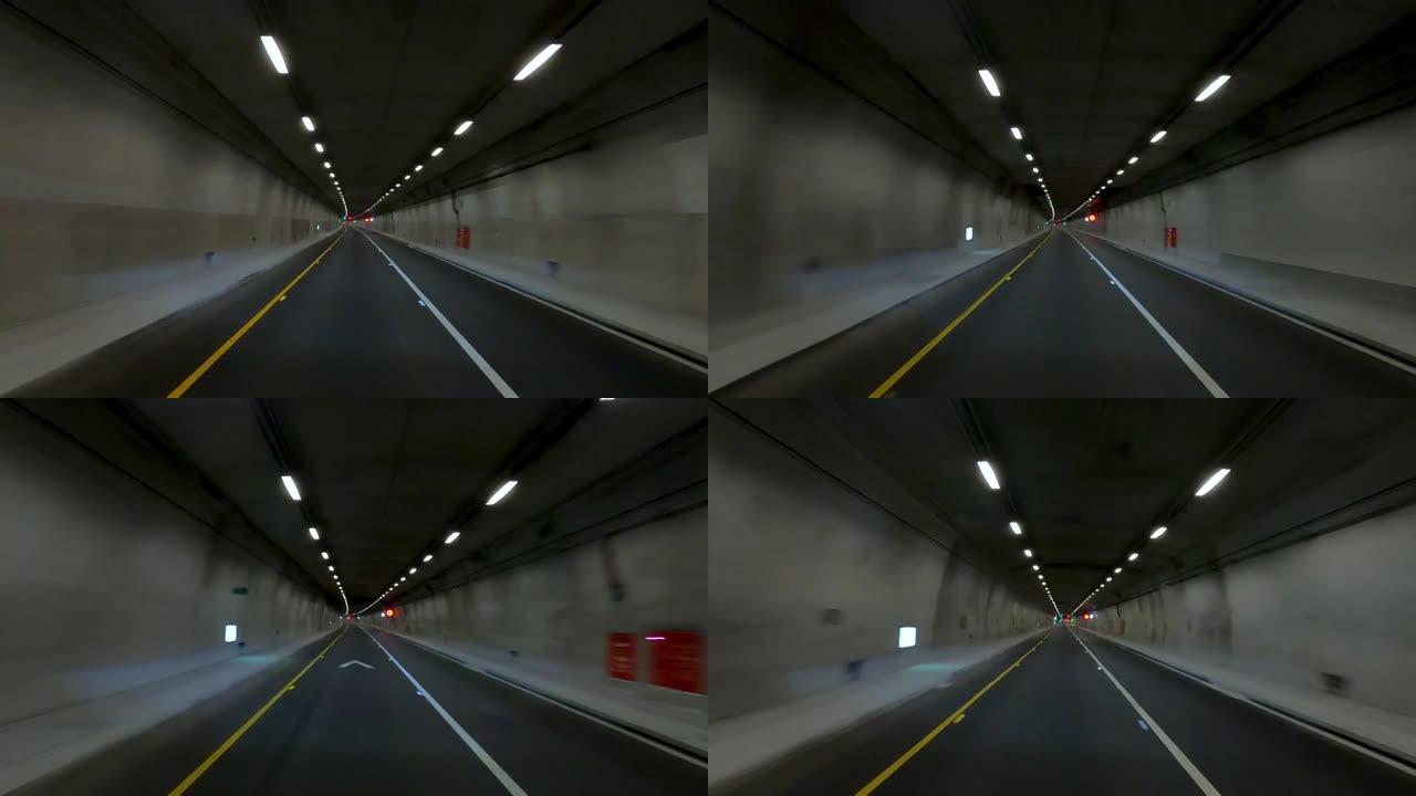 在高速公路、道路和隧道上驾驶汽车