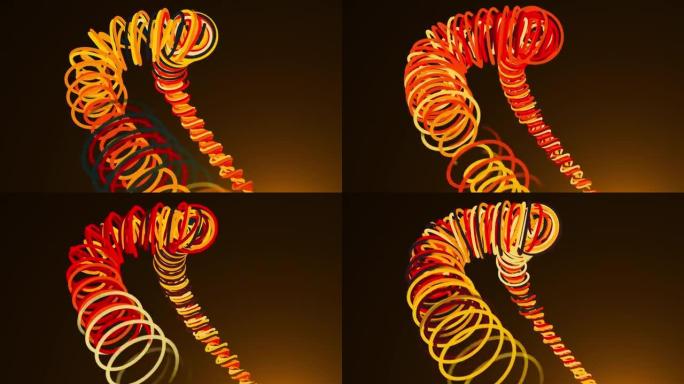 螺旋弹簧的线，计算机生成。3d渲染抽象背景