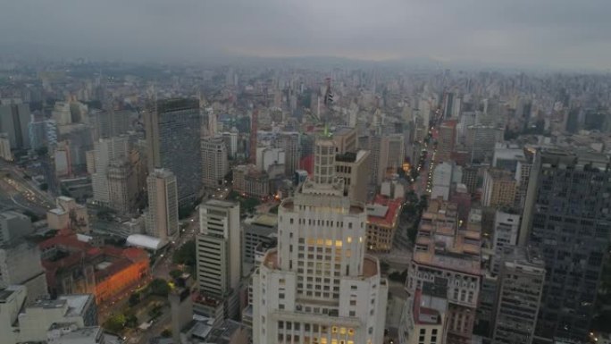 暮光之城照明圣保罗城市景观航空全景4k巴西