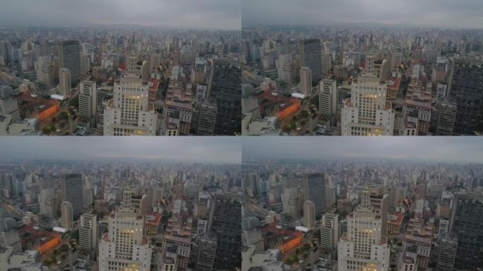 暮光之城照明圣保罗城市景观航空全景4k巴西