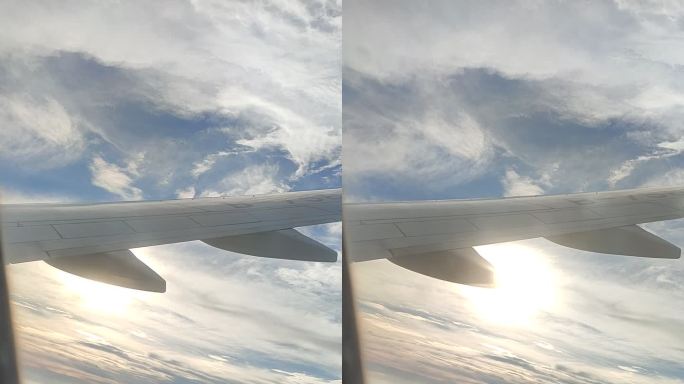 飞机 机翼 云朵 阳光 窗外