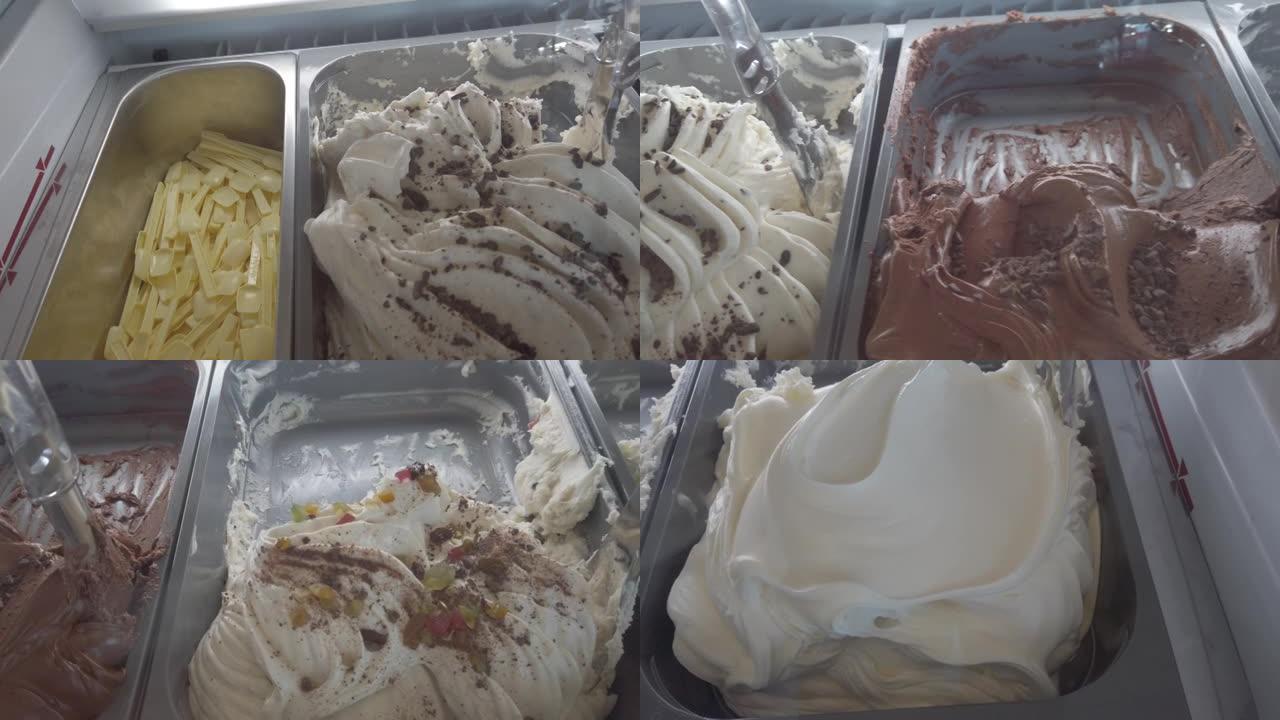 代表各种口味的意大利冰淇淋容器的视频