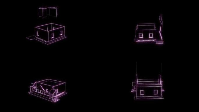 3D建筑结构，房屋可视化，建筑可视化，房屋组装，延时3d视频。