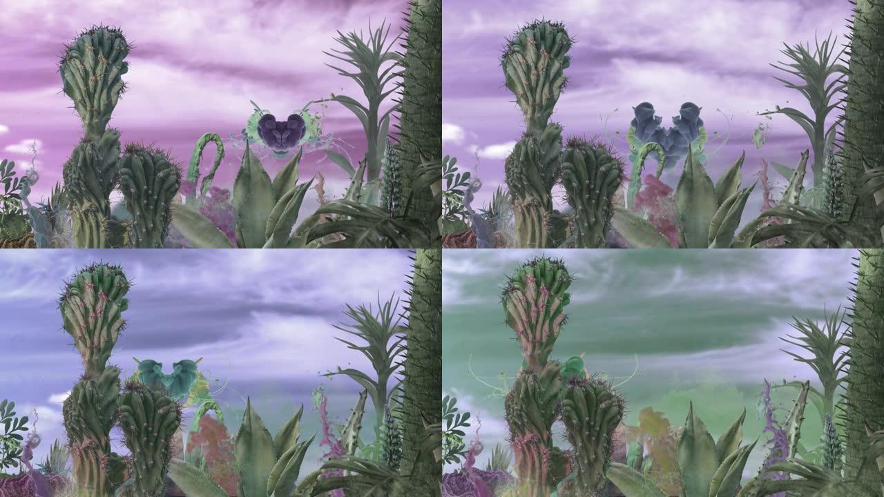 超现实多汁花园3d世界动画池塘