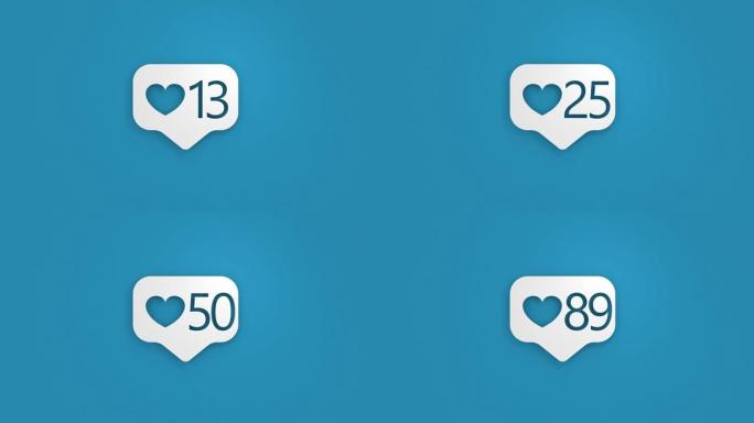 3d White Hollow Bubble社交媒体喜欢计数器0到100，社交网络的概念，受欢迎程度