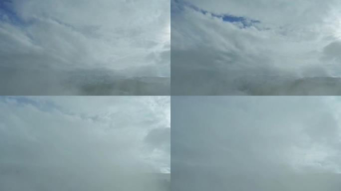 意大利特伦蒂诺苏蒂罗尔的乌云和蓝天的延时。