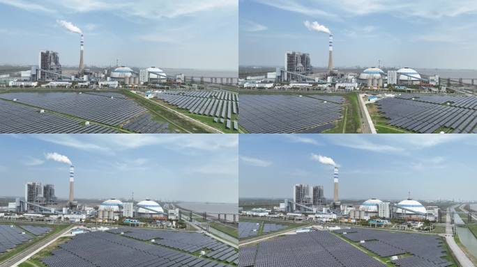 5K原素材-航拍光伏发电和热力发电