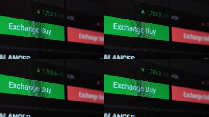 绿色和红色按钮在股票交易应用程序中销售