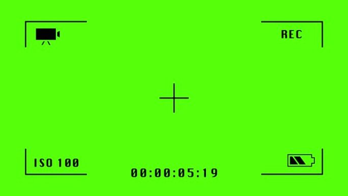 相机取景器在色度绿色背景上记录屏幕动画