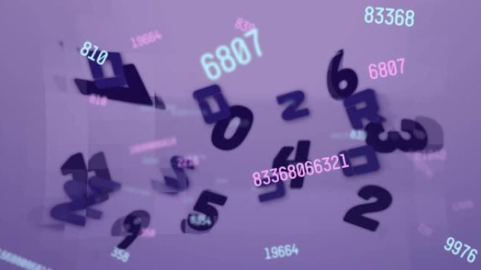 针对紫色背面上的多个更改数字和字母更改数字的数字动画