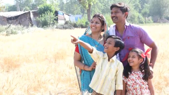 印度家庭从农业领域欣赏风景