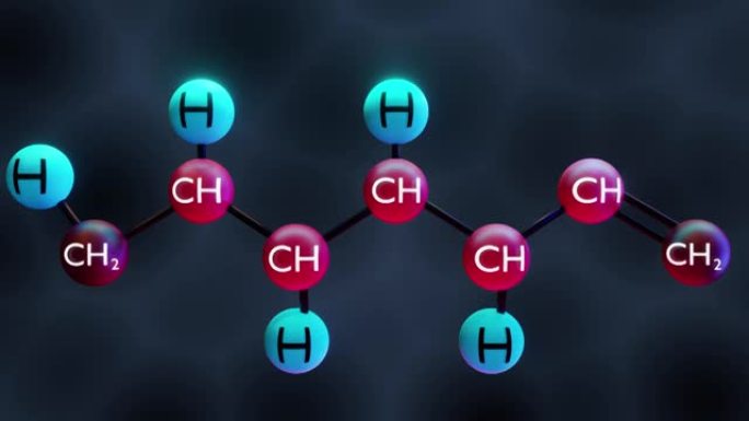 葡萄糖 (葡萄糖，D-葡萄糖) 分子。线性形式。结构化学式和分子模型。