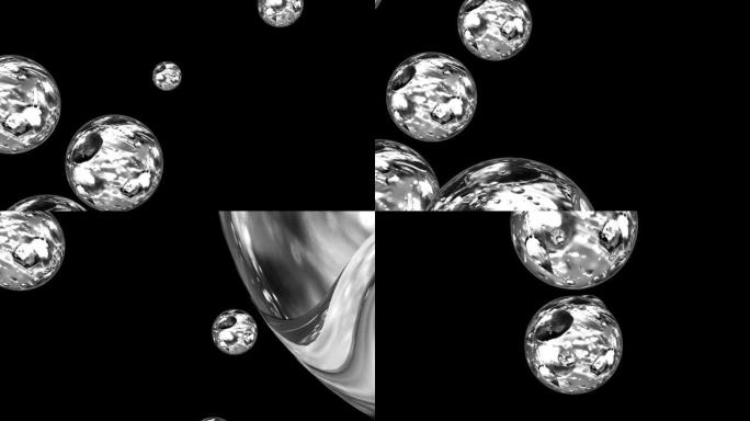 黑色背景上的球体像玻璃或带反射的划伤的冰一样循环流动的球